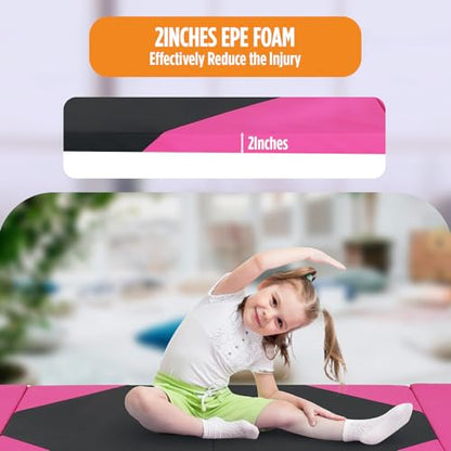 Gymnastics Mats Foldable Tumbling Mats Portable Gymnastics Exercise Mat Thick Gymnastics Tumbling Mats Pad Home Exercise Panel Mat With Carrying Handles - color: PB, size: 4 ft W x 10 ft L