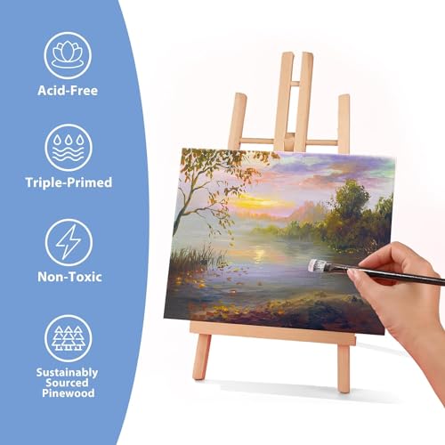 ESRICH Canvas for Painting 8x10, 16 Pack Stretched Canvas, Primed Acid-Free Cotton Paint Canvas Bulk, White Blank Canvases for Painting for Oil & Acrylic Paint. - size: 16 Packs - 1 Size (8x10)