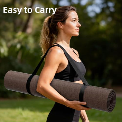 HAHE Extra Wide Yoga Mat, 72"x40"x0.4"Thick, Large Exercise Mats - color: Deep Brown