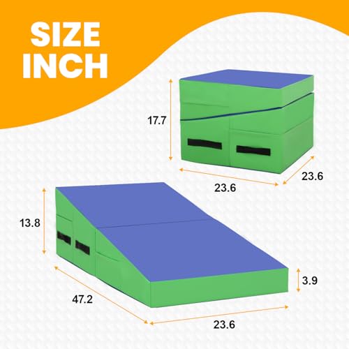 BestMassage Gymnastics Mat Incline Mat Tumbling Mat Folding Gymnastic Tumbling Mat Indoor/Outdoor Exercise Mat Home Gym Yoga Mat with Handle - size: 47.2 x 23.6 Inches