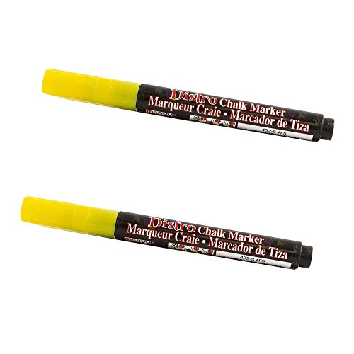 JAM PAPER Dustless Erasable Chalk Markers - Fine Point Liquid Chalk Marker - Yellow - 2/Pack - color: Yellow
