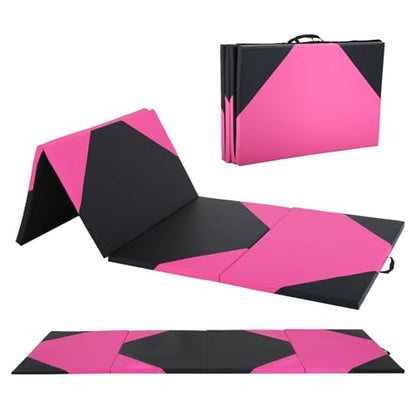Gymnastics Mats Foldable Tumbling Mats Portable Gymnastics Exercise Mat Thick Gymnastics Tumbling Mats Pad Home Exercise Panel Mat With Carrying Handles - color: PB, size: 4 ft W x 10 ft L