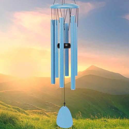 Aluminium Wind Chimes 26 Inches to Create a Zen Atmosphere Suitable for Outdoor, Garden, Patio Decoration. Classic Blue Wind Chimes with Wind Catcher Suitable as A Gift for Unisex - color: Blue