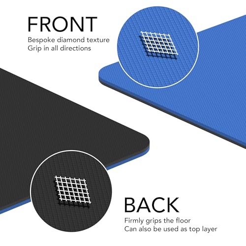 Large Workout Mat - 10mm Extra Thick Exercise Mat & Wide Yoga Mat, 72"x32" - color: Blue