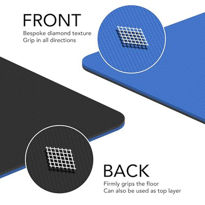 Large Workout Mat - 10mm Extra Thick Exercise Mat & Wide Yoga Mat, 72"x32" - color: Blue
