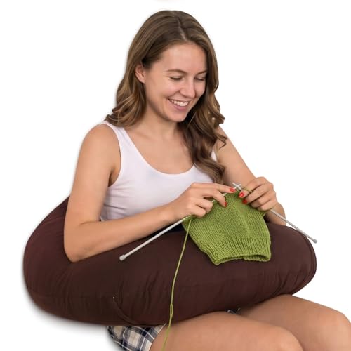 QUEEN ROSE Reading Pillow for Gaming, Lap Desk Pillow for Sitting in Bed or Sofa, Compact Arm Support Pillow for Reading, Playing or Crocheting, Cooling Coffee - color: Cooling Espresso