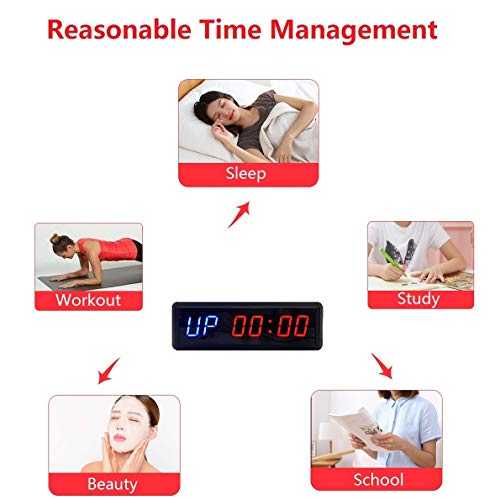 LED Interval Timer Count Down/Up Clock Stopwatch with Remote for Home Gym Fitness - color: Blue+red