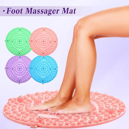 Threlaco 4 Pack Foot Massager Mat Foot Reflexology Pad with Magnetic Relaxation Massage Feet Pressure Point Pad Anti Fatigue Walk Stone Acupoint Mat Particle Portable Massage Tool(Mixed Colors) - color: Mixed Colors
