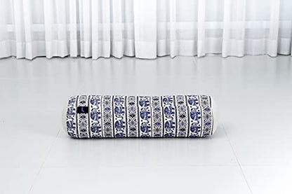 Leewadee Small Yoga Bolster – Shape-Retaining Cervical Neck Roll, Tube Pillow for Comfortable Reading, Kapok Filling, 22 x 6 x 6 inches - color: El1 - Blue
