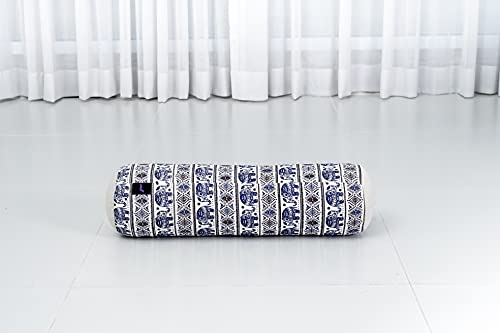Leewadee Small Yoga Bolster – Shape-Retaining Cervical Neck Roll, Tube Pillow for Comfortable Reading, Kapok Filling, 22 x 6 x 6 inches - color: El1 - Blue