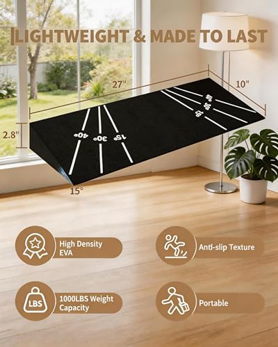 Squat Wedge Block, Heel Elevated Slant Board for Squats, Non-Slip 15° Incline Weightlifting Wedge, Extra Large One-Piece Platform for Deeper Squats, Calf Stretches, Ankle Mobility, Home Gym