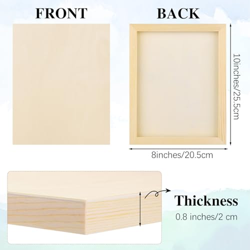 Aodaer 8 Pack Wood Panels 8 x 10 Inch Wooden Panels Canvas Unfinished Craft Wood Boards Panels for Art Crafts Acrylic and Oil Painting Pouring DIY Projects - size: 8 x 10 Inch