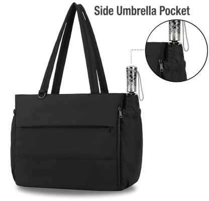 Gym bag with yoga mat holder Tote Bag for Women with cup holder travel - color: Black