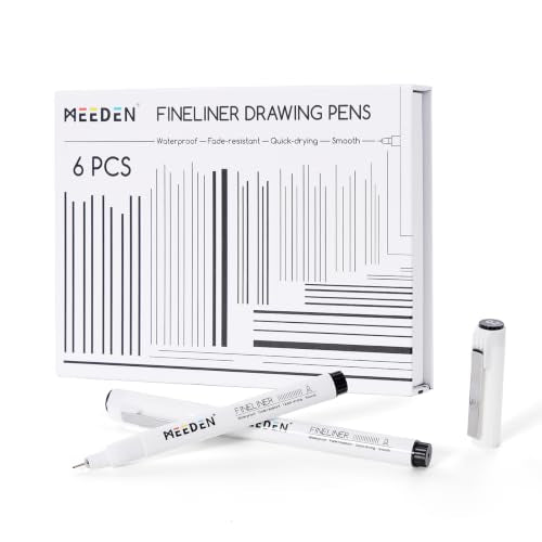 MEEDEN Micro Fineliner Drawing Pens: Fine Liner Pen 6 Pack, 0.2mm Black Waterproof Archival Ink for Technical Drawing, Sketching, Outlining, Illustration, Manga and Journaling - Needle Nip - style: 0.2mm Needle Nib