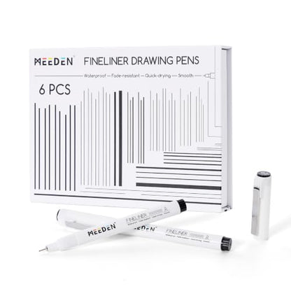MEEDEN Micro Fineliner Drawing Pens: 0.2mm Needle Nib, 6 Pack, Black Ink | Waterproof archival ink for technical drawing, sketching, outlining, illustration, manga, and journaling - style: 0.2mm Needle Nib