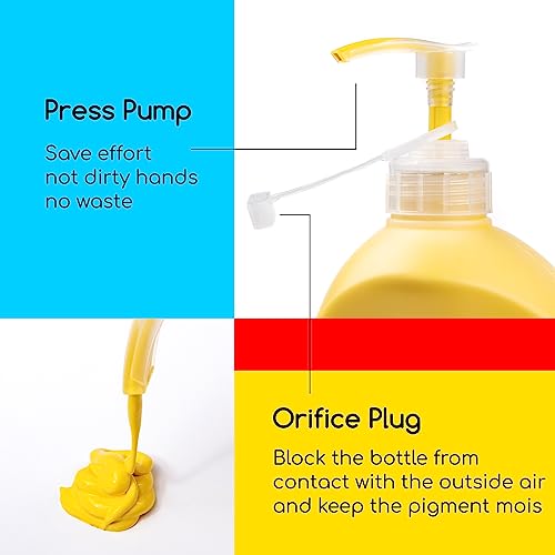 MEEDEN Mid Yellow Acrylic Paint with Pump Lid, 1/2 Gallon (2L /67.6 oz.) Soft Body Non-Toxic Rich Pigment Color, Perfect for Art Class, Wall Painting, Painting Party & Creative DIY - color: Mid Yellow
