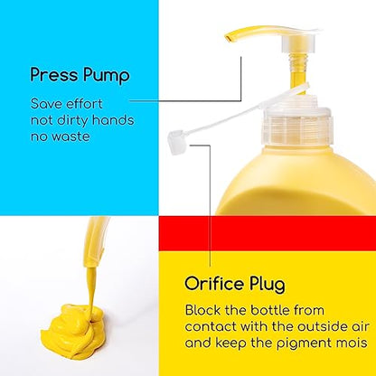 MEEDEN Mid Yellow Acrylic Paint with Pump Lid, 1/2 Gallon (2L /67.6 oz.) Soft Body Non-Toxic Rich Pigment Color, Perfect for Art Class, Wall Painting, Painting Party & Creative DIY - color: Mid Yellow