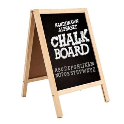 Small Wooden Tabletop Chalkboard Easel Signs with Stand, Folding A Frame Double-Sided Chalkboard Easel Sidewalk Board, Mini Food Signs Menu Board Message Display Board, Black(7.5" x 11.8")