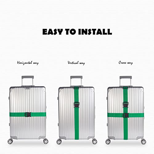 2pcs 74″×2″Luggage Straps for Suitcases,Adjustable Suitcase Straps and Heavy Duty Strap Buckle Packing Straps Travel Accessories, Green - color: Green 2PCS