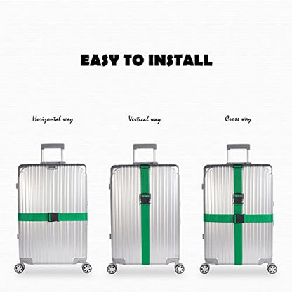 2pcs 74″×2″Luggage Straps for Suitcases,Adjustable Suitcase Straps and Heavy Duty Strap Buckle Packing Straps Travel Accessories, Green - color: Green 2PCS