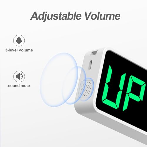 REACHER Portable Gym Timer Clock for Home Garage, Countdown/UP, Stopwatch, Workout Interval Timer with Powerful Battery, Strong Magnet, Adjustable Volume, Digital Fitness Crossfit Boxing HIIT