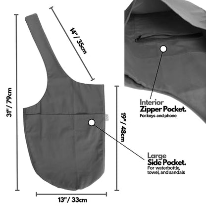 Yogiii Yoga Mat Bag | The ORIGINAL YogiiiTote | Yoga Mat Carrier Tote Sling w/Large Side Pocket & Zipper Pocket | Fits Most Size Mats - color: Ash Gray