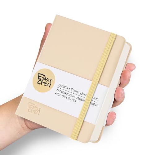 5.7x4.1" Hardcover Mixed Media sketchbook,Pocket Junk Journal Supplies | PU Cover,96Pages,180gsm Blank Paper,Small Portable for Travel, Diary Notebooks for Drawing,Work,Memo,Writing.Beige - color: PU Cover-5.7x4.1in-Beige