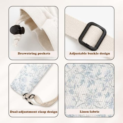 Blue and White Floral Toile Mahjong Mat Bag with Adjustable Straps - color: Blue and White Floral