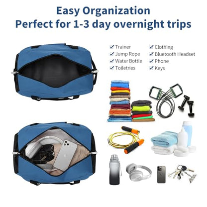Apenze Small Gym Bag 18 inch Carry On Duffel Bag for Weekender Travel - Blue - color: Blue, size: 18inch