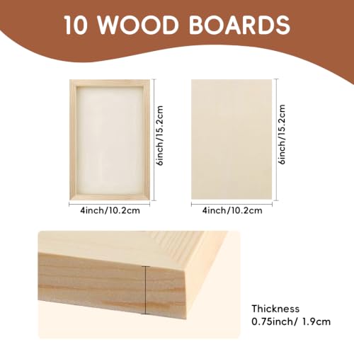 10 Pack 4x6 Inch Unfinished Wood Panel Boards for DIY Painting Art Crafts | Blank Wood Canvas Frames for Oil Paint Pouring & Valentine Halloween Xmas Decor - size: 4"×6" 10 Pack