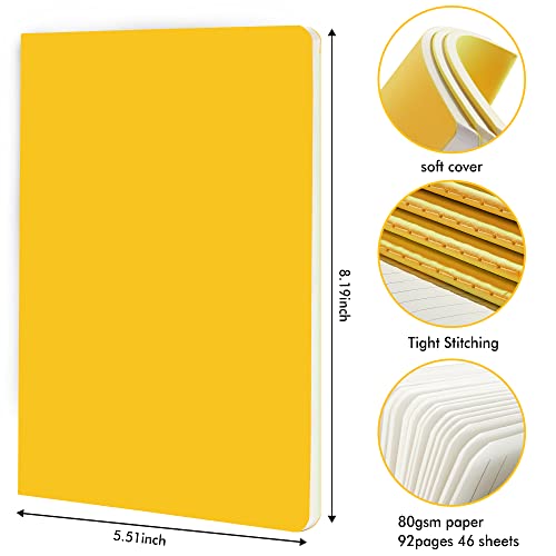 36 Pack Soft Cover Journal Bulk, Feela Lined Blank Travel Journal for Women Men Writing, Notebooks College Ruled for Work, Note Taking Notebook School Business Supplies, 8.2” x 5.5”, A5, Yellow - color: 36 Yellow