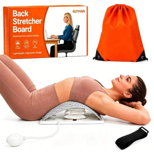 Inflatable Back Stretcher for Lower Back Pain Relief, Adjustable Airbag Lumbar Traction Device,Spine Decompression Support Board with Acupressure Massage&Chair Strap,Posture Corrector for Home Office