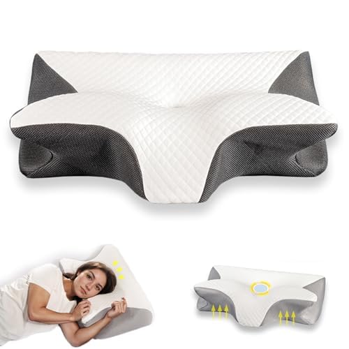 Cervical Neck Pillow, Dreamers Relief Pillow for Pain Relief & Sleeping, Ergonomic Contour Side Sleepers Pillows, Necks and Shoulder Support(Black) - color: Black