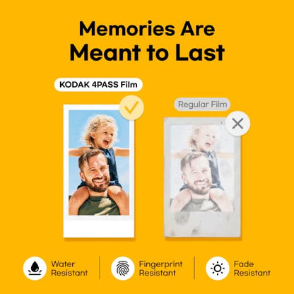KODAK Mini 2 Retro 2x3 Portable Photo Printer, 4PASS, 38 Sheets, White | Bluetooth, iPhone & Android Smartphone Compatible, Smudge-Proof, Water-Resistant, Fade-Resistant - color: White, size: Printer + 38 Sheets