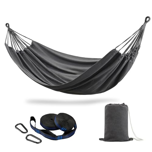 Brazilian Double Hammock with Tree Straps, Extra Large, 450 lbs Capacity - color: Dark Grey, size: X-Large