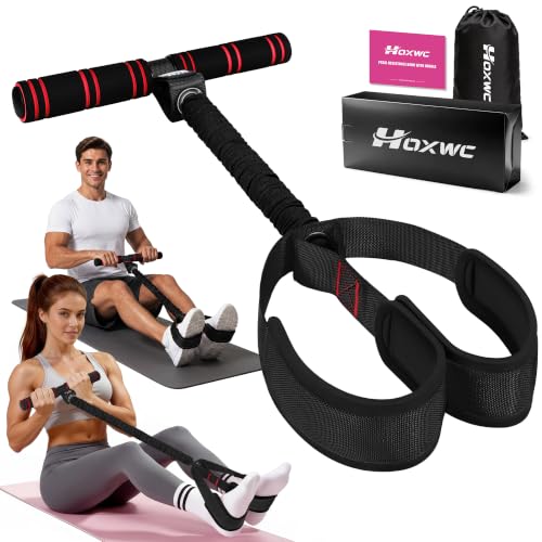 HOXWC Multifunction Pedal Resistance Band with Handle, 50LBS Foot Pedal Resistance Bands for Core/ABS, Arm, Waist, Abdomen, Leg Workout, Portable Sit Up Exercise Equipment for Women - color: 3-black