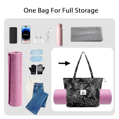 IwIeIaIrI Yoga Tote Mat Bag Carrier for Women with Mat Holder - color: Black