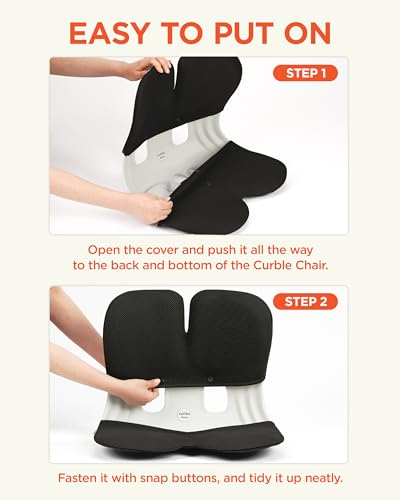 curble Grand Cover, Detachable Cover for Adult Chair, Ergonomic Chair Back Support and Lumbar Support (Black) - color: Cover Black