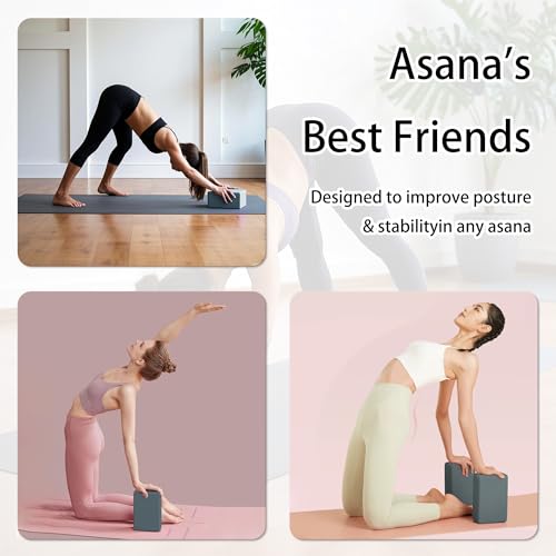2 Yoga Blocks Supportive Accessories including 2 Knee Pads, 2 With Strap To Put Less Weight On Wrists, 1 Muscle Massage Roller, 2 Pair of Non-Slip Pilates Socks, 1 GYM Bag, Durable Versatile Yoga Brick Exercise Set of 10 - color: Grey