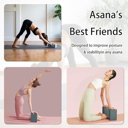 2 Yoga Blocks Supportive Accessories including 2 Knee Pads, 2 With Strap To Put Less Weight On Wrists, 1 Muscle Massage Roller, 2 Pair of Non-Slip Pilates Socks, 1 GYM Bag, Durable Versatile Yoga Brick Exercise Set of 10 - color: Grey