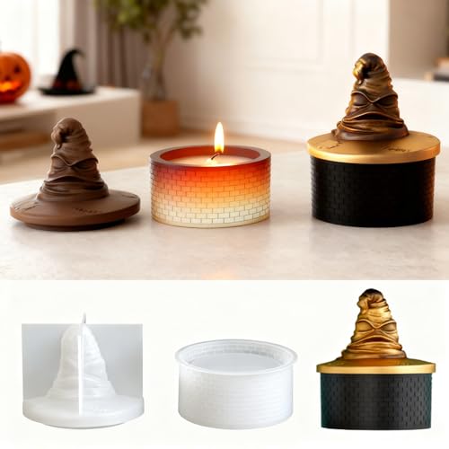 Resin Jar Mold with Lid Epoxy Resin Casting Mold | Halloween Hat Mold,Silicone Molds for Plaster,Candle Holder