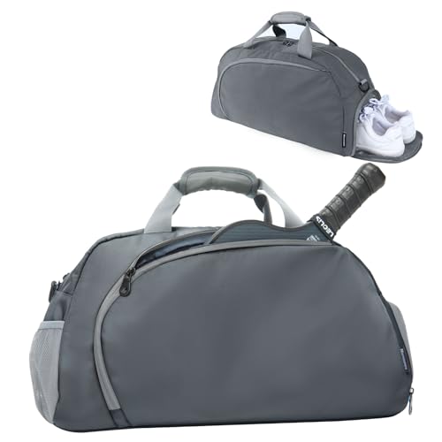 Pickleball Bag with Shoes Compartment & Wet Pocket for Men Women - color: Dark Grey
