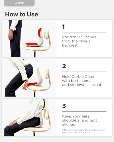 curble Wider 2 Pack – Ergonomic Desk Chair Seat Cushion, Everyday Passive Posture Trainer for Work from Home, Office & Car, Breathable Lumbar Support (Red) - color: 2 Pack Red