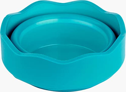 Faber-Castell Clic & Go Portable Paint Water Cup with Brush Holder, Turquoise - Collapsible Paint Brush Cleaner Rinse Cup, Travel Friendly Painting Accessories - size: 1 Count (Pack of 1)
