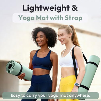 Umineux Non Slip Yoga Mat 72"x24" Exercise & Fitness Mat For Women and Men - color: Matcha Green & Black, size: 6MM