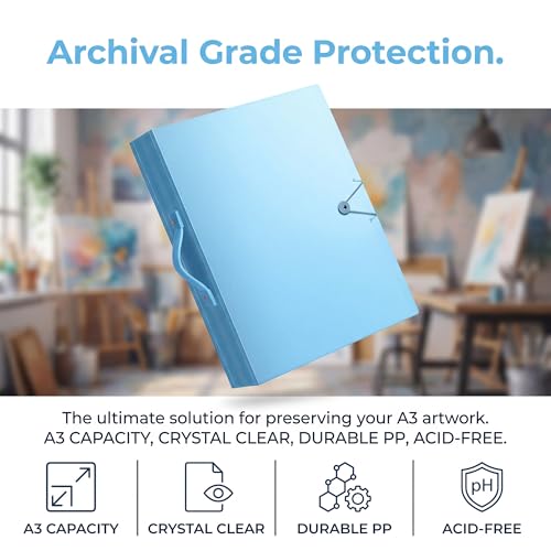 Huacan A3 Art Portfolio Folder - 30 Pocket (60 Pages) Art Portfolio Binder with Handle, Large Capacity Artwork Storage Organizer for 12x16in