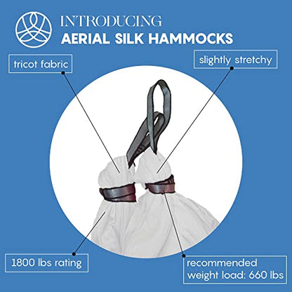 Aerial Yoga Hammock Swing, 4.5 Yards, Aerial Silks with Hardware - color: White, size: 4.5 yards