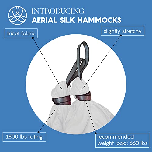 Aerial Yoga Hammock Swing, 4.5 Yards, Aerial Silks with Hardware - color: White, size: 4.5 yards