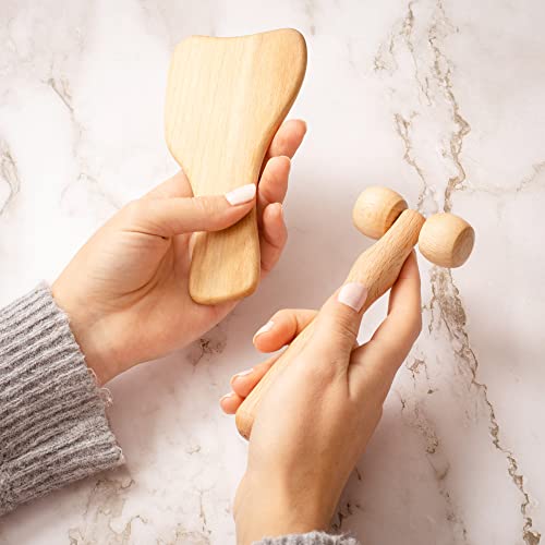 tuuli Body and Face Roller, Multi-Functional Wooden Massage Roller, Helps Ease Muscle Tension and Support Skin Health, Natural Face Massage Tools, Set of 2 (2 Piece Set C) - size: 2 piece set C