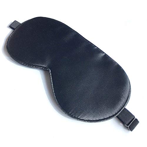 Silk Sleep Mask, Blackout Eye Mask for Sleeping with Adjustable Strap | Light-blocking Blindfold for Men & Women Pressure-Free, Soft Eye Cover Eyeshade for Side Sleeper, for Travel Naps (Black) - color: Black